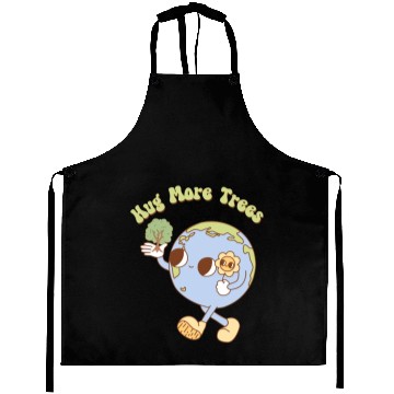 Discover Hug More Trees Retro Earth Mascot Aprons