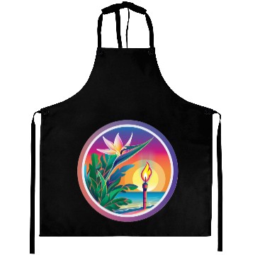 Discover Paradise Flower and Torch Aprons