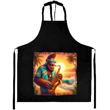 Discover Bigfoot Saxophone Vacation Sunset Aprons