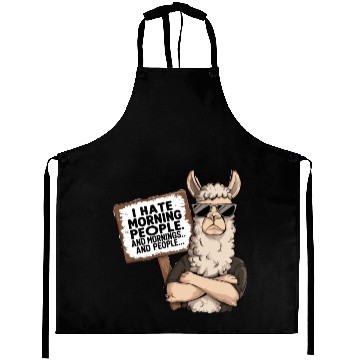 Discover I Hate Morning People for a Morning grumpy Llama Aprons
