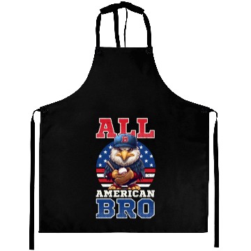 Discover 4th Of July Baseball All American Bro Eagle Aprons
