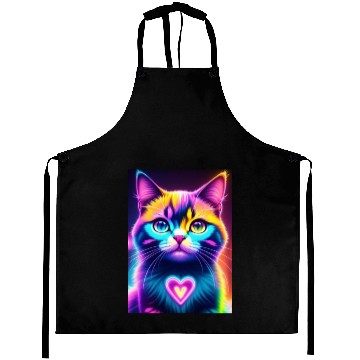 Discover Neon Cat Heart Aprons