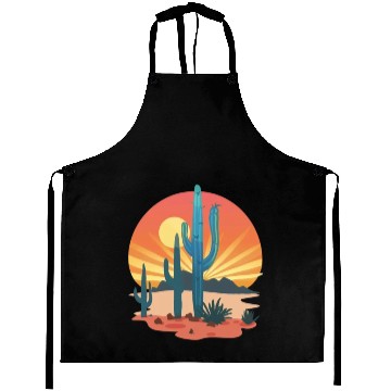 Discover Sunset Cactus Silhouette Adventure Await Aprons
