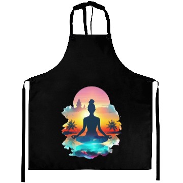 Discover Sunset Yoga Silhouette Tropical Escape Aprons