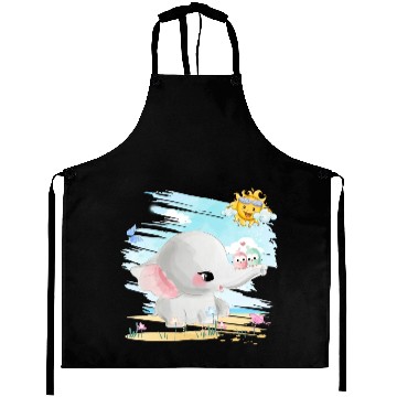 Discover Elephant Walking At Beach With 2 Birds Friends Aprons