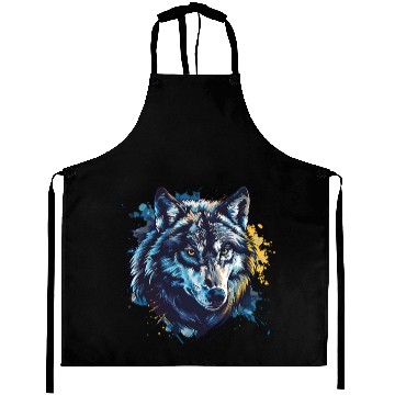 Discover Alpha Wolf Paint Splash Aprons