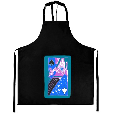 Discover Teal Queen Of Spades Modern Art Playing Card Aprons