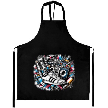 Discover AI 1980s Hip Hop Collage Aprons