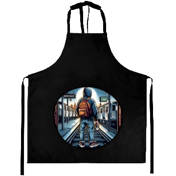 Discover AI Teen in Outdoor Subway Yard - Circle Border Aprons
