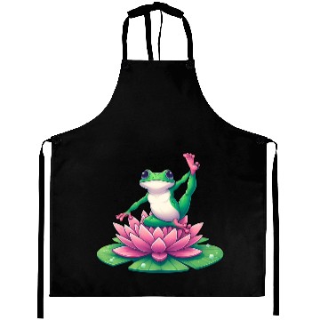 Discover Frog Yoga Meditation on Water Lily Aprons