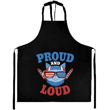 Discover Proud and Loud 4th of July Cat Aprons