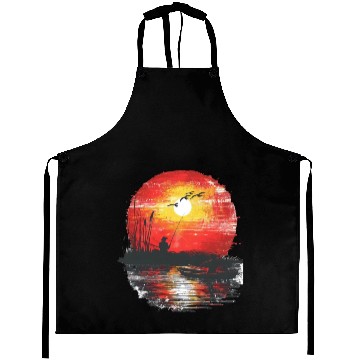 Discover Sunset Fishing Serenity Scene Aprons