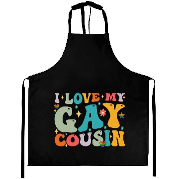 Discover I Love My Gay Cousin Family LGBTQ Pride Groovy Aprons