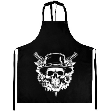 Discover Skeleton Roses Guitar Guns Skull Roses Aprons