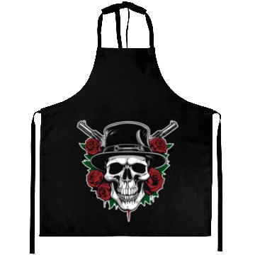 Discover Skeleton Roses Guitar Guns Skull Roses Aprons