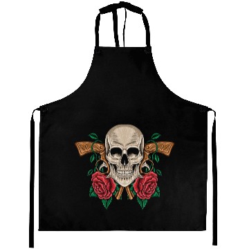 Discover Skeleton Roses Guitar Guns Skull Roses Aprons