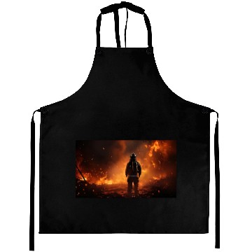 Discover Firefighter in burning fire - Fire fighter head Aprons