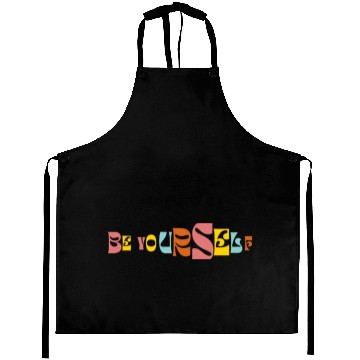 Discover Be Yourself Groovy Text Graphic Aprons