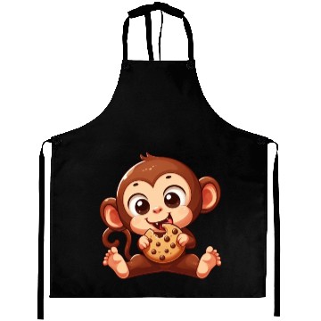 Discover Cute Chimpanzee with Cookie Cartoon Aprons