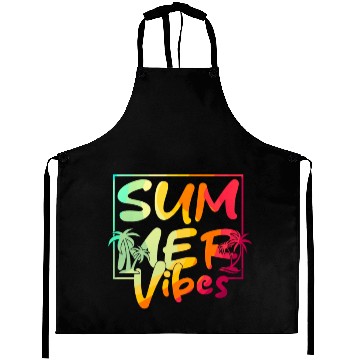 Discover Summer Vibes Colorful Palm Retro Summer Aprons