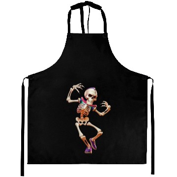 Discover Skeleton With Headphones Dancing to the Beat Aprons