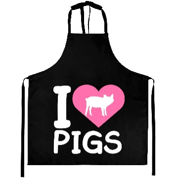 Discover I Love Pigs pig heart piggy piglet silhouette Aprons