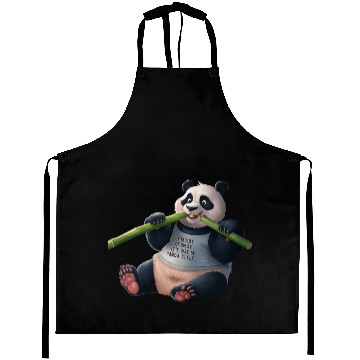Discover Panda Paradise: Serene Panda Enjoying a Bamboo Fea Aprons