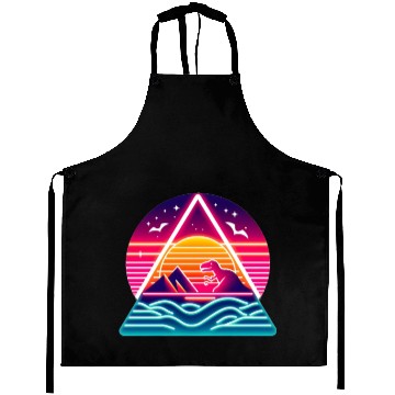 Discover Retro dinosaurs in the 80s triangle Aprons
