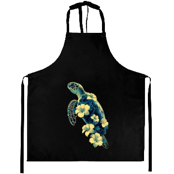 Discover Nature Inspired Floral Sea Turtle with Tropical Fl Aprons