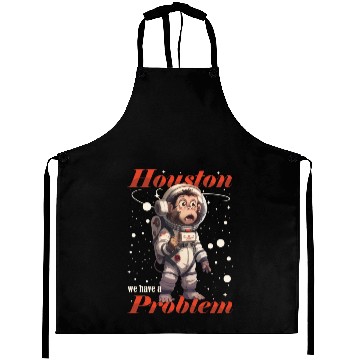 Discover Houston we have a problem astronaut space monkey Aprons
