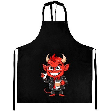 Discover Red devil drinks coffee Aprons