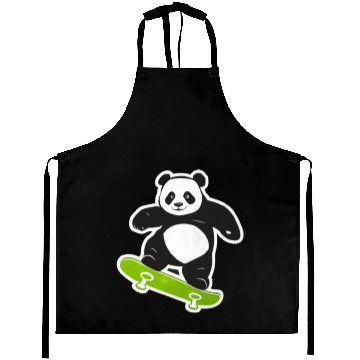 Discover Cute Panda Skater Green Aprons
