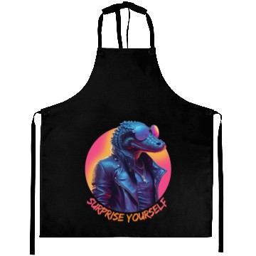 Discover Synthwave style crocodile wearing sunglasses Aprons