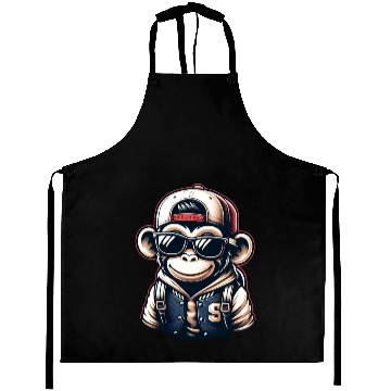 Discover Aprons Funny of a monkey dressed as rap