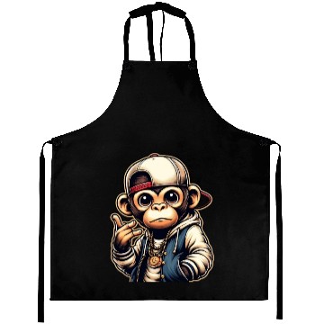 Discover Aprons Funny of a monkey dressed as rap