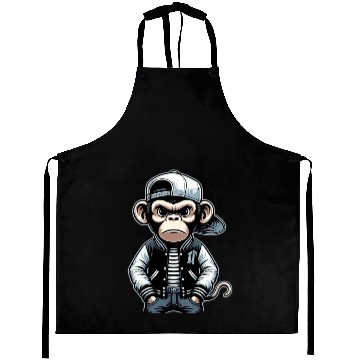 Discover Aprons Funny of a monkey dressed as rap