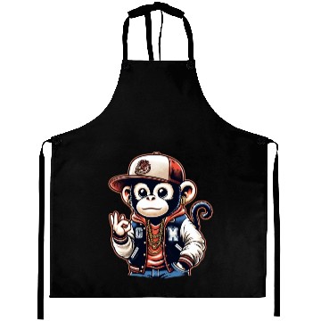 Discover Aprons Funny of a monkey dressed as rap