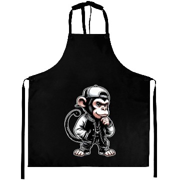 Discover Aprons Funny of a monkey dressed as rap