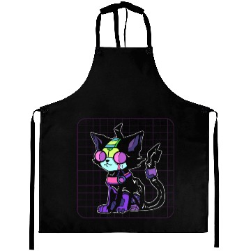 Discover Cyberpunk Cat Game Developer Aprons
