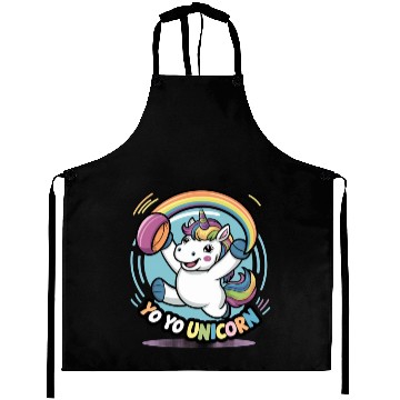 Discover Funny YoYo Unicorn Rainbow Skill Aprons