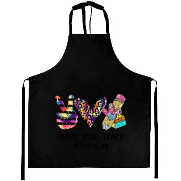 Discover Leopard Peace Love Teach Para Life Back to School Aprons
