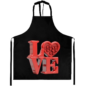Discover Red 3D inscription LOVE Aprons