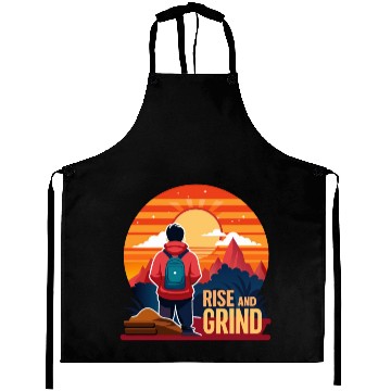 Discover Rise and Grind - Sunrise Hustle Motivation Aprons