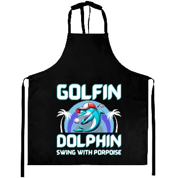 Discover Dolphin playing golf Aprons | Gift for dad | Gift