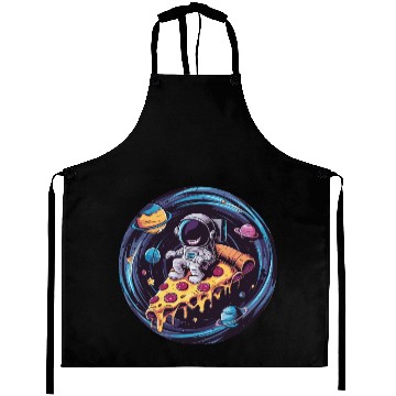 Discover Astronaut Weird Grin On Pizza in Space Aprons