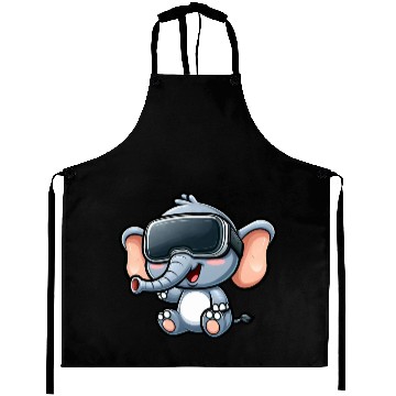 Discover Elephant VR virtual reality gamer cute cartoon Aprons
