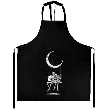 Discover Halloween Skeleton Couple Guitar Moon Aprons