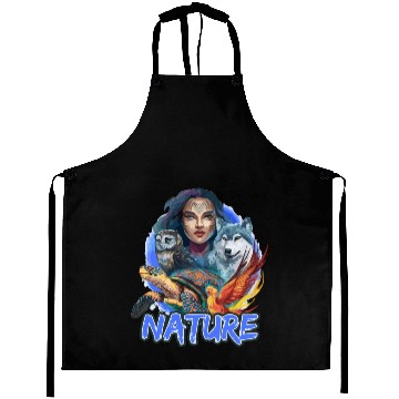 Discover Nature-Inspired Wolf Owl Turtle Phoenix Woman Aprons