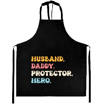 Discover Husband Daddy Protector Hero Fathers Day Groovy Aprons