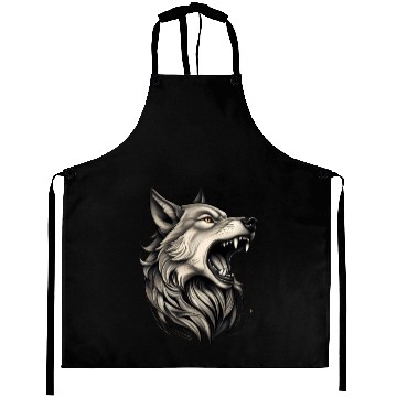 Discover Howling Wolf Logo Design Aprons